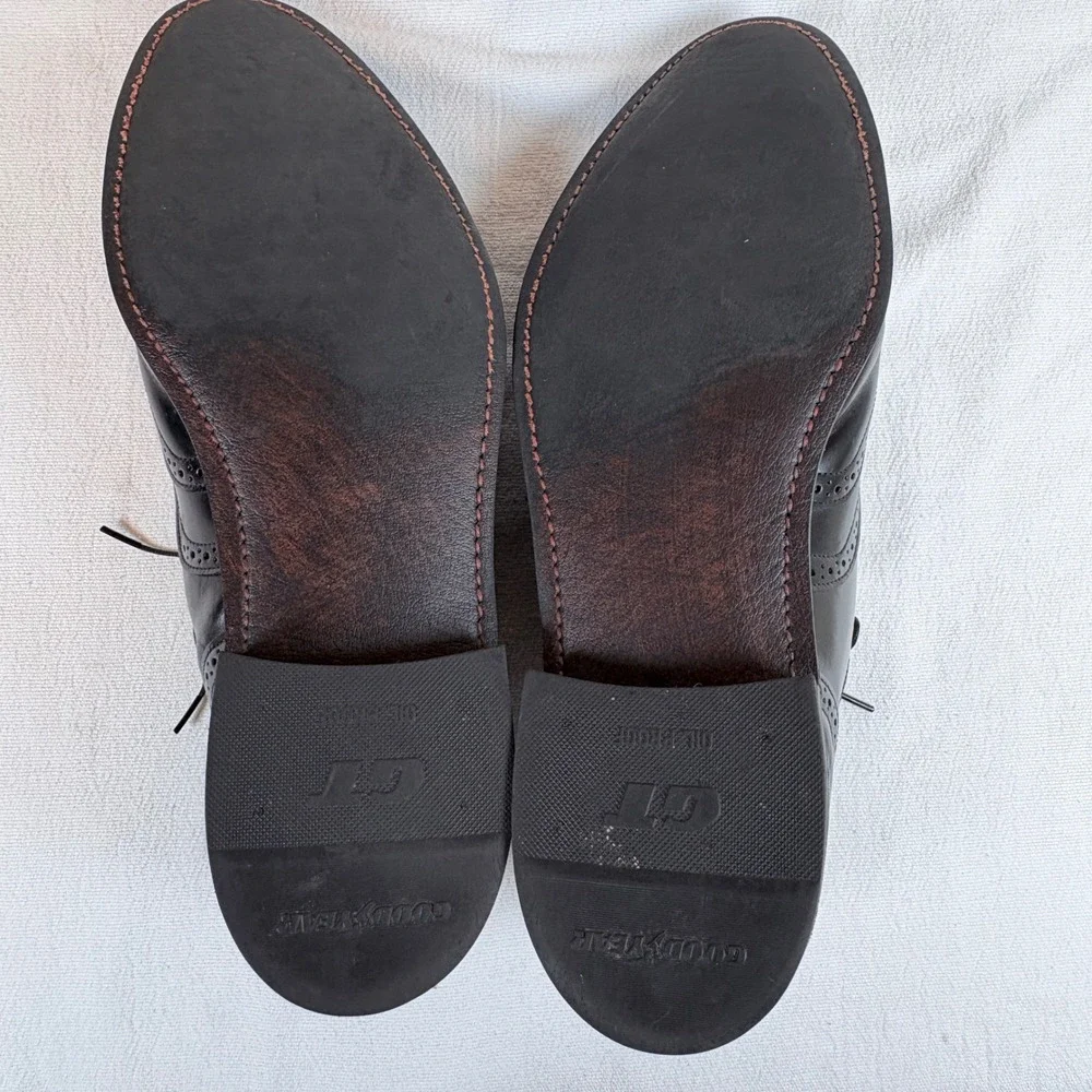 Vtg Iron Age Bostonian Men 11.5 M Black Leather Wingtip Safety Toe Shoes USA
